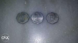 Three 10 paisa Coins