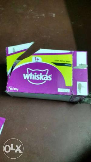 Whiskas cat food.. around 50 packets each of MRP
