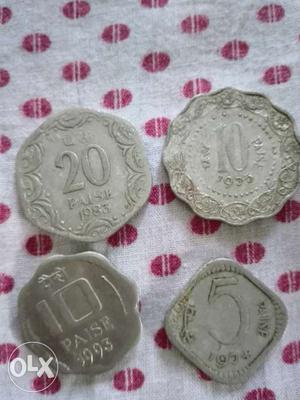  twenty paise coin, ten paise coin,