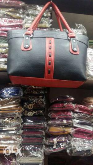 Black And Red Leather Shoulder Bag