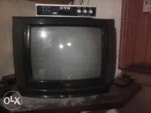 Black CRT TV With White CTS Player