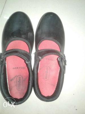Black-and-pin Leather Mary Jane Shoes