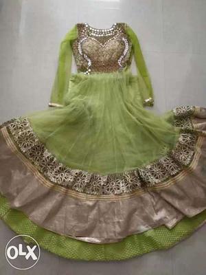 Brown And Green Traditional Dress
