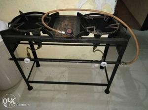 Double gas stove with pipe & regulator