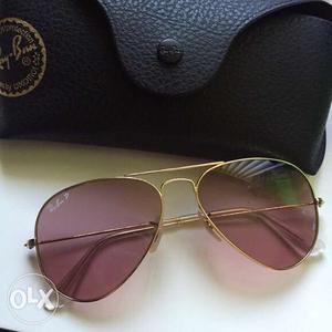 Gold Framed Ray-Ban Aviators Withc Ase