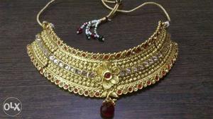 Gold Ruby Bib Necklace