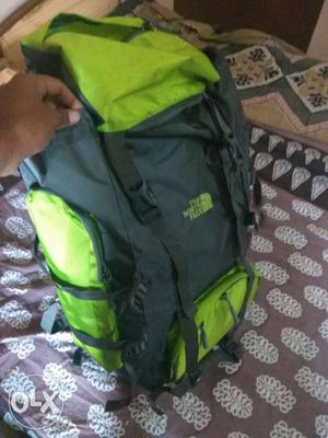 Green And Black The North Face Hiking Backpack