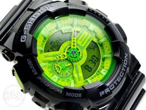 Green And black Digital Chronograph Watch