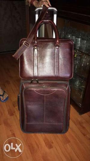 Leather Overnighter/ laptop bags. 1 month old,