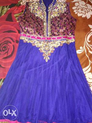 Long blue ethnic suit..with awsm embroidery