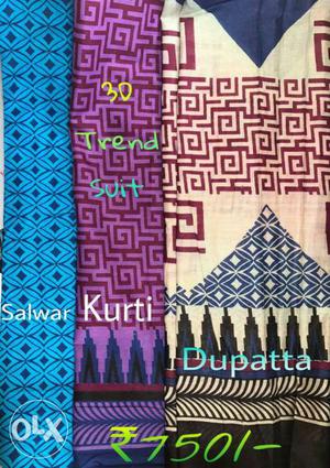 Printed slawar kurti and dupta