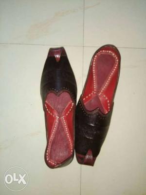 Red And Black Leather Arabic Shoes