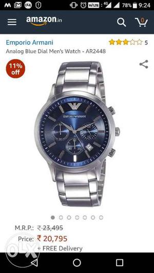 Round Silver Chronograph Watch With Link Bracelet Screenshot