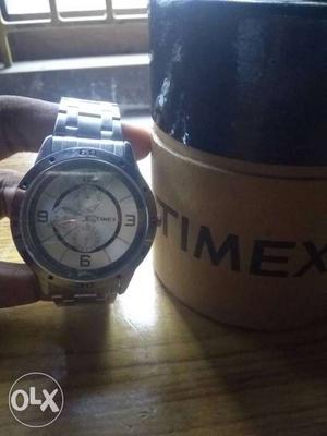 Round Timex Silver Chronograph Watch