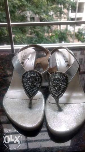 Silver Ethnic Heels for Traditional outfits