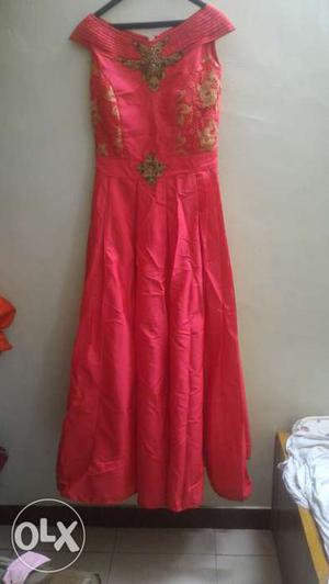 Tomato red long gown