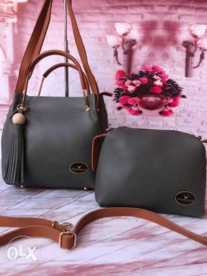 Two Black Leather Sling And Two Way Bags