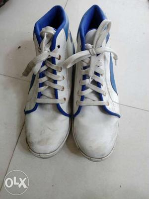 White-and-blue High Top Sneakers