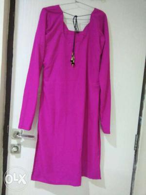 Women's Purple Scoop-neck Long-sleeve