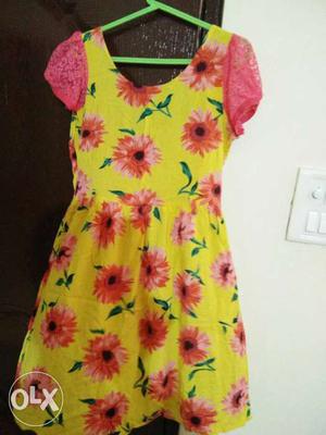 Women's Yellow And Pink Floral Scoop-neck ginger by life