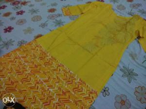 Yellow, Red And White Floral Sari
