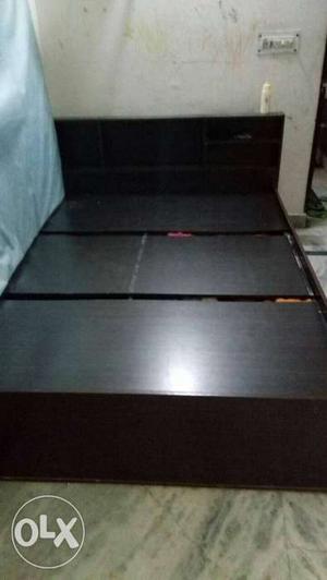 Black Wooden Bed With Storage, Queen size