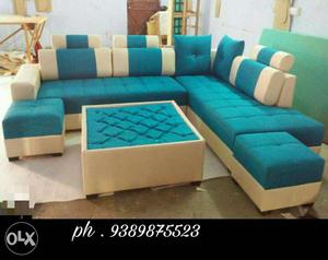 Brand new 9 seater L corner sofa set with table