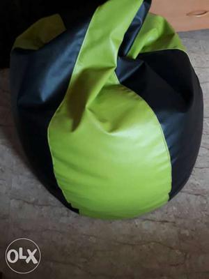 Green And Black Leather Bean Bag