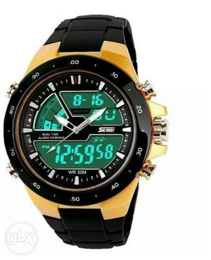 Black And Gold Sportswatch With Black Strap