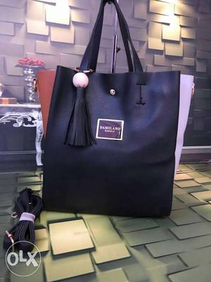 Black Leather Damilano Tote Bag