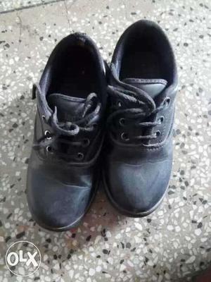 Black Leather Dress Shoes 2 number for school kids of 11 yrs