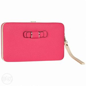 Brand new high quality bow clutch in pink