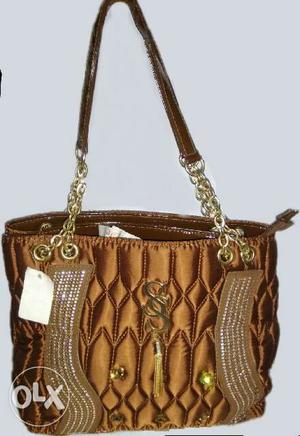 Brown Leather SS Monogram Shoulder Bag