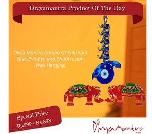 Buy Combo Of Elephant Blue Evil Eye and Shubh Labh Wall Han