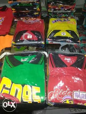 Coller tshirt, 6 colour, 6 pcs packing,size-3"4"5 aged