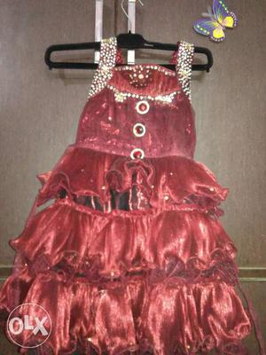 Frill Frock for 5year's girl.with stone work on neck and