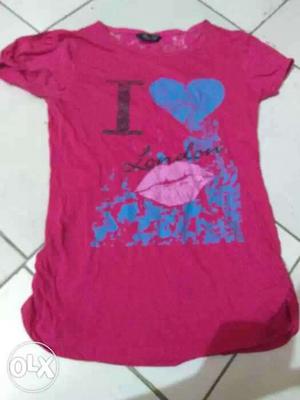 Girl's Pink Scoop-neck Shirt