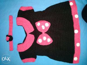 Handmade crochet mickey dress with headband.(1 to