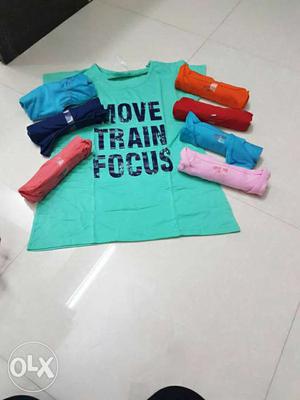 Pieces Of Blue, Red, And Teal Crew-neck T-shirts 200 each