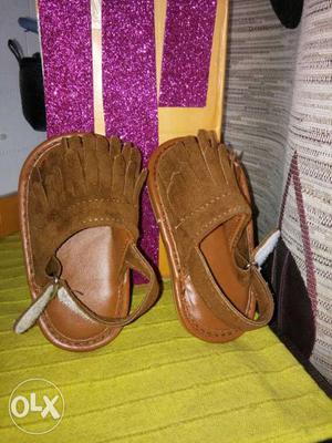 Pure lether 0 to 12 months baby sandals made in US.