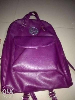 Purple Leather Backpack