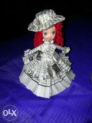 Red Hair Doll With Paper Dress