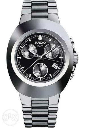Round Silver Rado Chronograph Watch