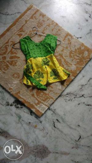 Toddler's Green And Yellow Floral Romper