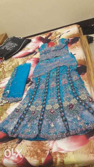 Wedding Dress Ghagra-Choli Size XXL Blue Feroji