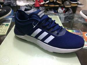 White And Blue Adidas Running Shoe