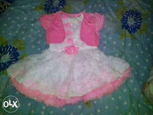 White and pink dress for one year old baby