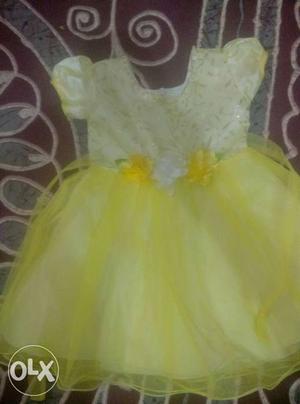 Beautiful unused yellow colour barbie frock for