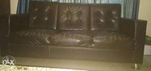 Black 3 sitter leather sofa set
