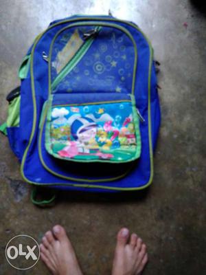 Children's Blue And Green Floral Backpack
